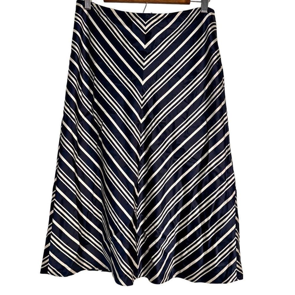 Vintage Pendleton 100% Silk Chevron Midi Skirt Women’s 12 Timeless Preppy